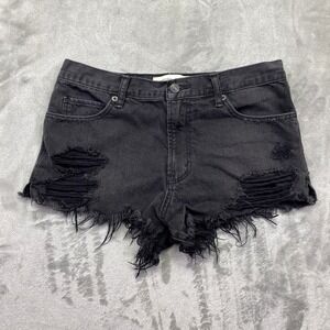 Abercrombie & Fitch Black Distressed Denim Jean Shorts
